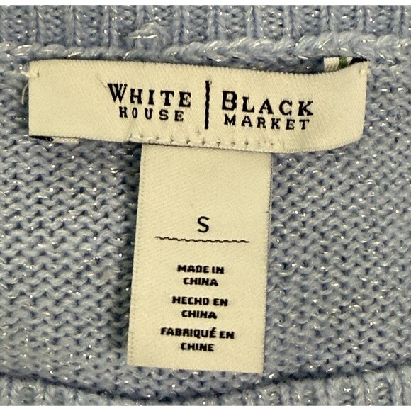 Women’s Light Blue Beaded Sweater Metallic Knit Shimmery Feminine Classic Sz Sm - Picture 5 of 9